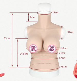 Long Vest Style Silicone Breasts E-Cup Torso with deep Cleavage and Realistic trembling Feeling Crossdress Cosplay for TG CD Dragqueen Ladyboy