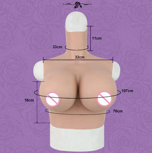 Vest Style Silicone Breasts H-Cup Torso with deep Cleavage and Realistic trembling Feeling Crossdress Cosplay for TG CD Dragqueen Ladyboy