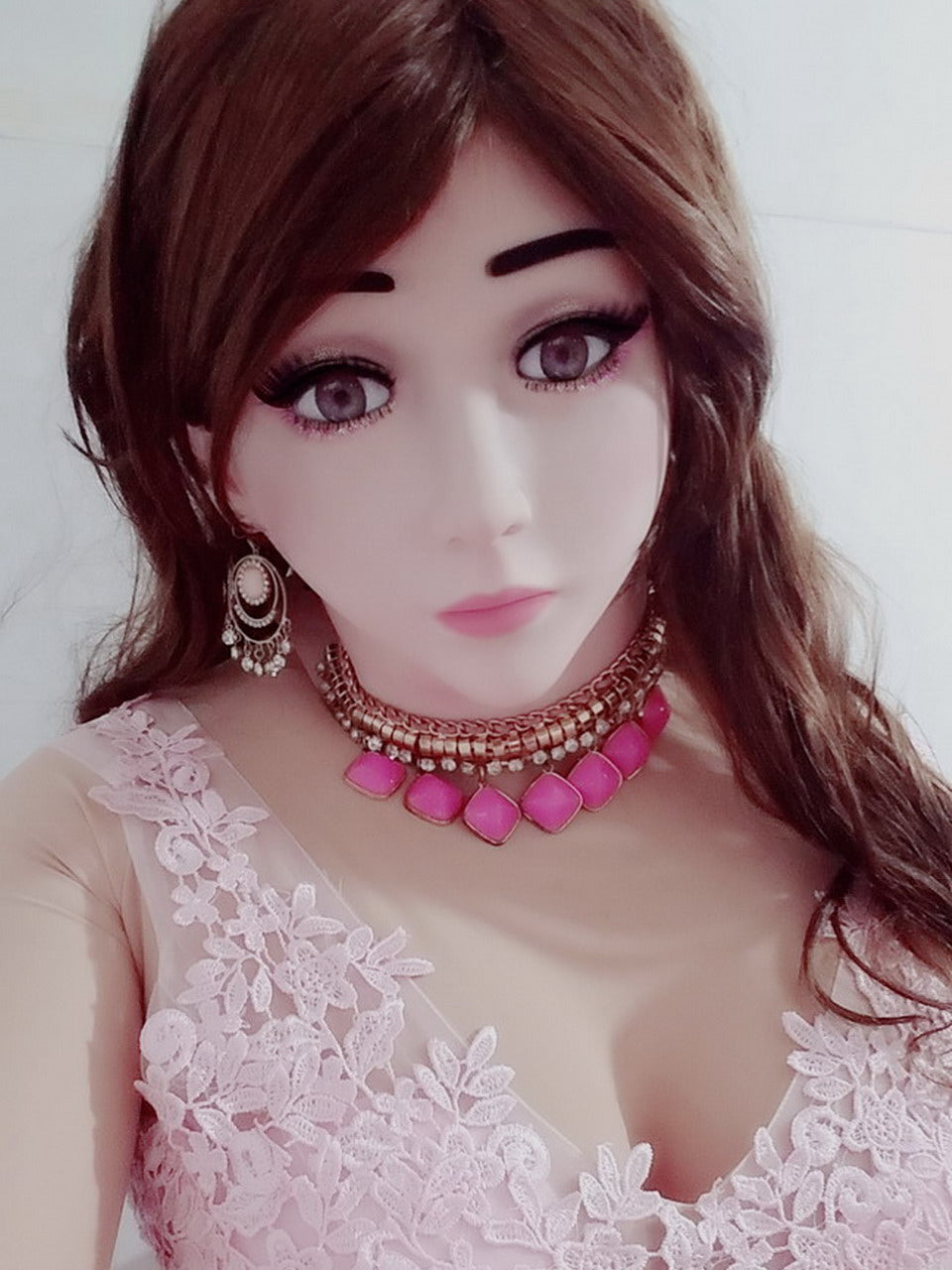 Full Head Female Doll Mask Nanako Kigurumi Halloween Cosplay Male to Female for Crossdresser Transgender Rubber Sisters