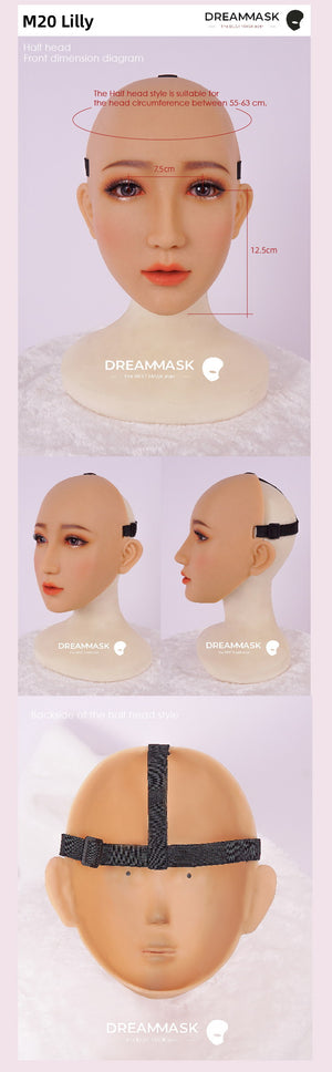 M20 Full head Lily female mask with Fake eyes for Crossdress Cosplay TG CD Dragqueen Ladyboy